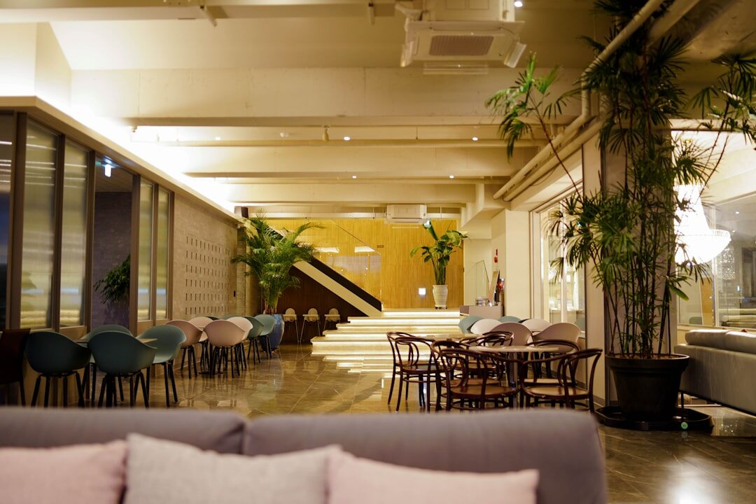 Historic Buenos Aires cafe interior with warm lighting